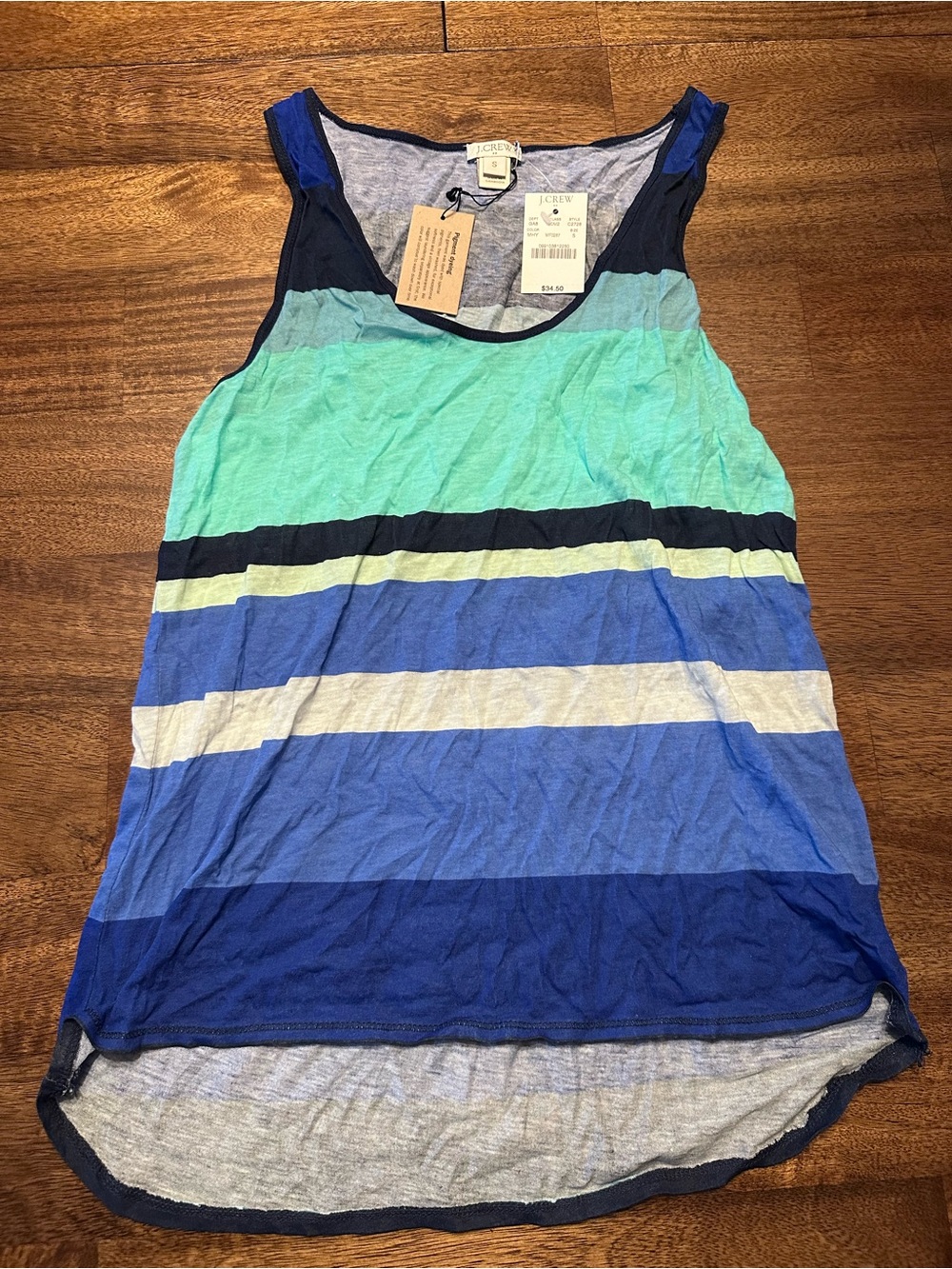 J. Crew Striped Navy, Aqua & Blue Sleeveless Tank